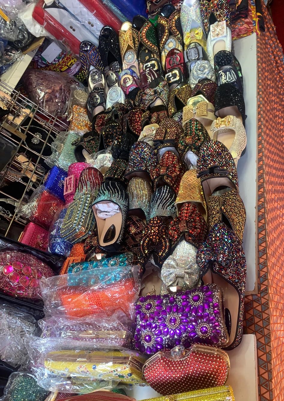 Crystal shoes and matching evening bags