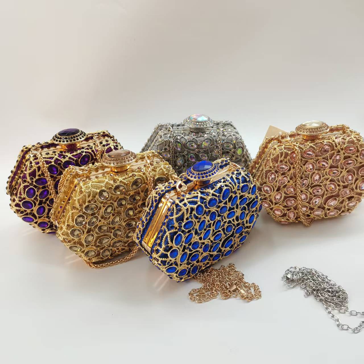 Gemstone filigree box clutches